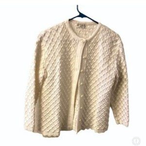 Cuddle Knit Wintuk size Medium vintage cream ivory cardigan sweater womens